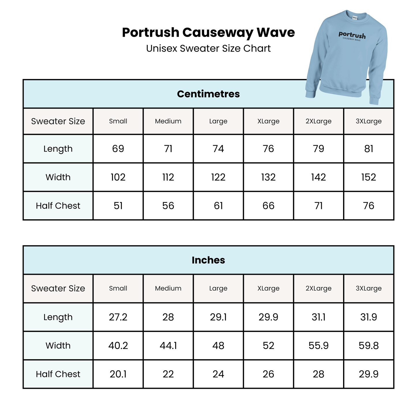 Blue Portrush Causeway Wave Sweater Northern Ireland