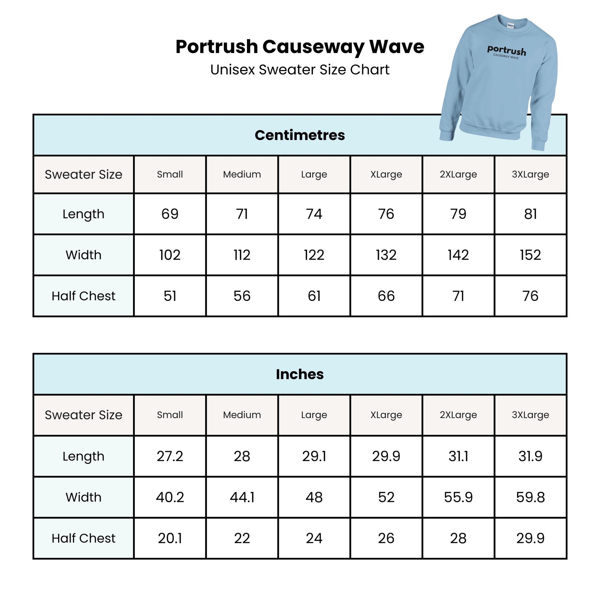 Blue Portrush Causeway Wave Sweater Northern Ireland