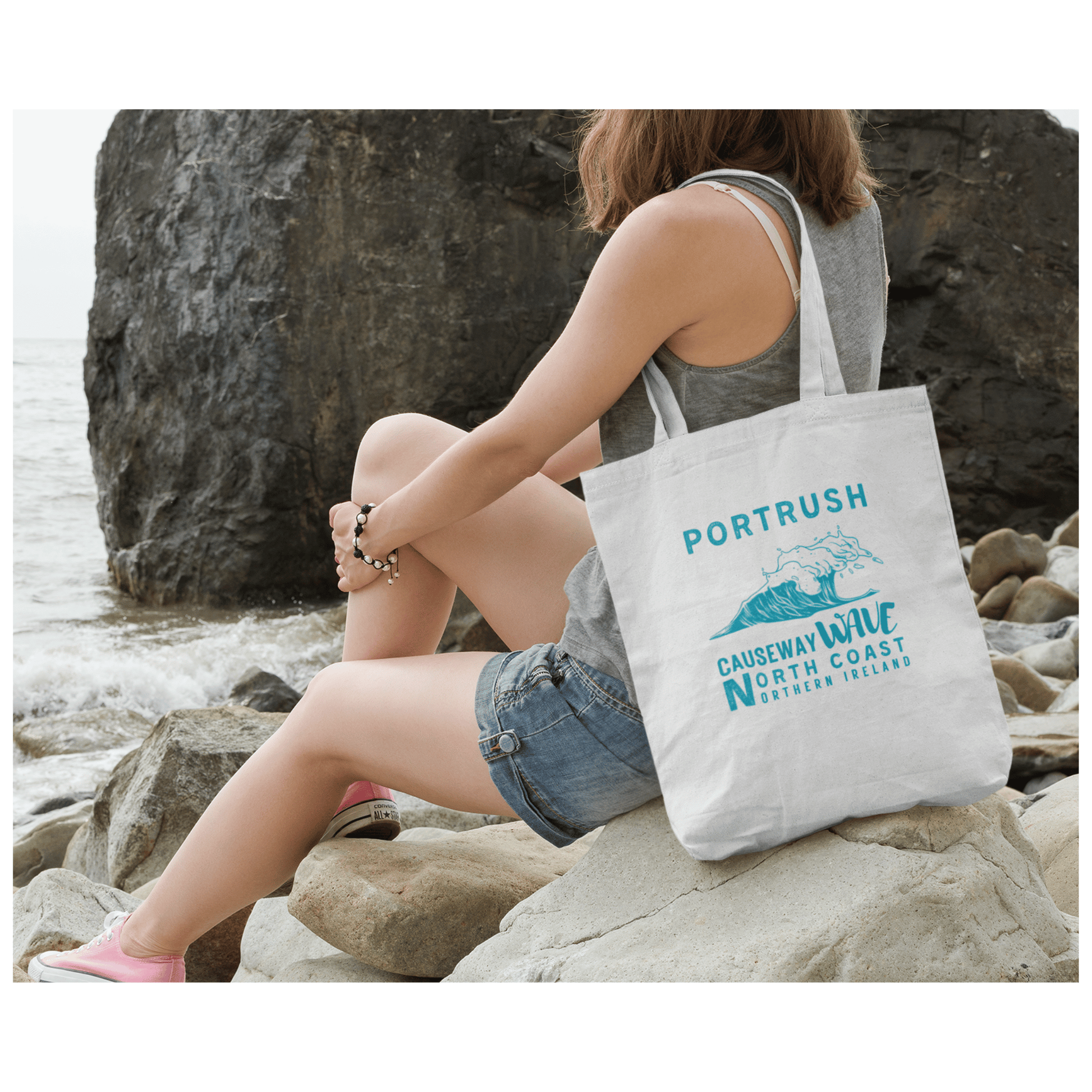 Causeway Wave Portrush Tote Bag North Coast Northern Ireland