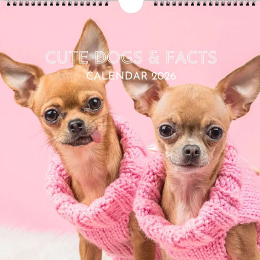 Cute Dogs and Facts Wall Calendar 2026 (Front Cover)