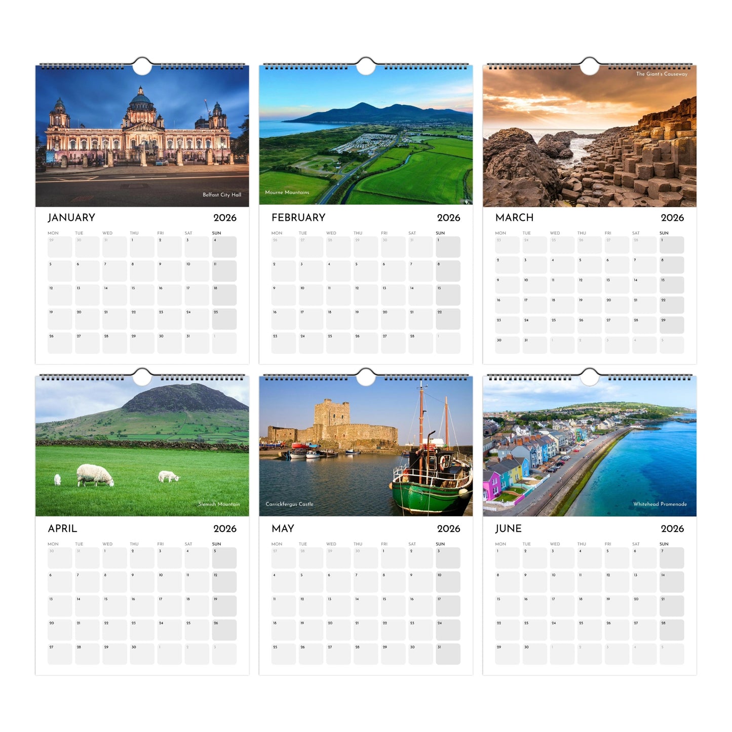 North of Ireland Calendar 2026 January to June