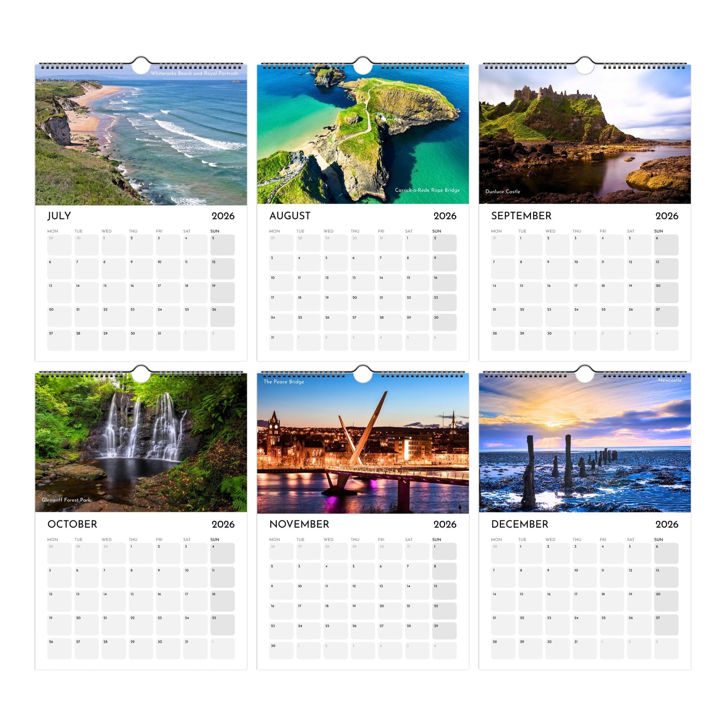 North of Ireland Calendar 2026 July to December