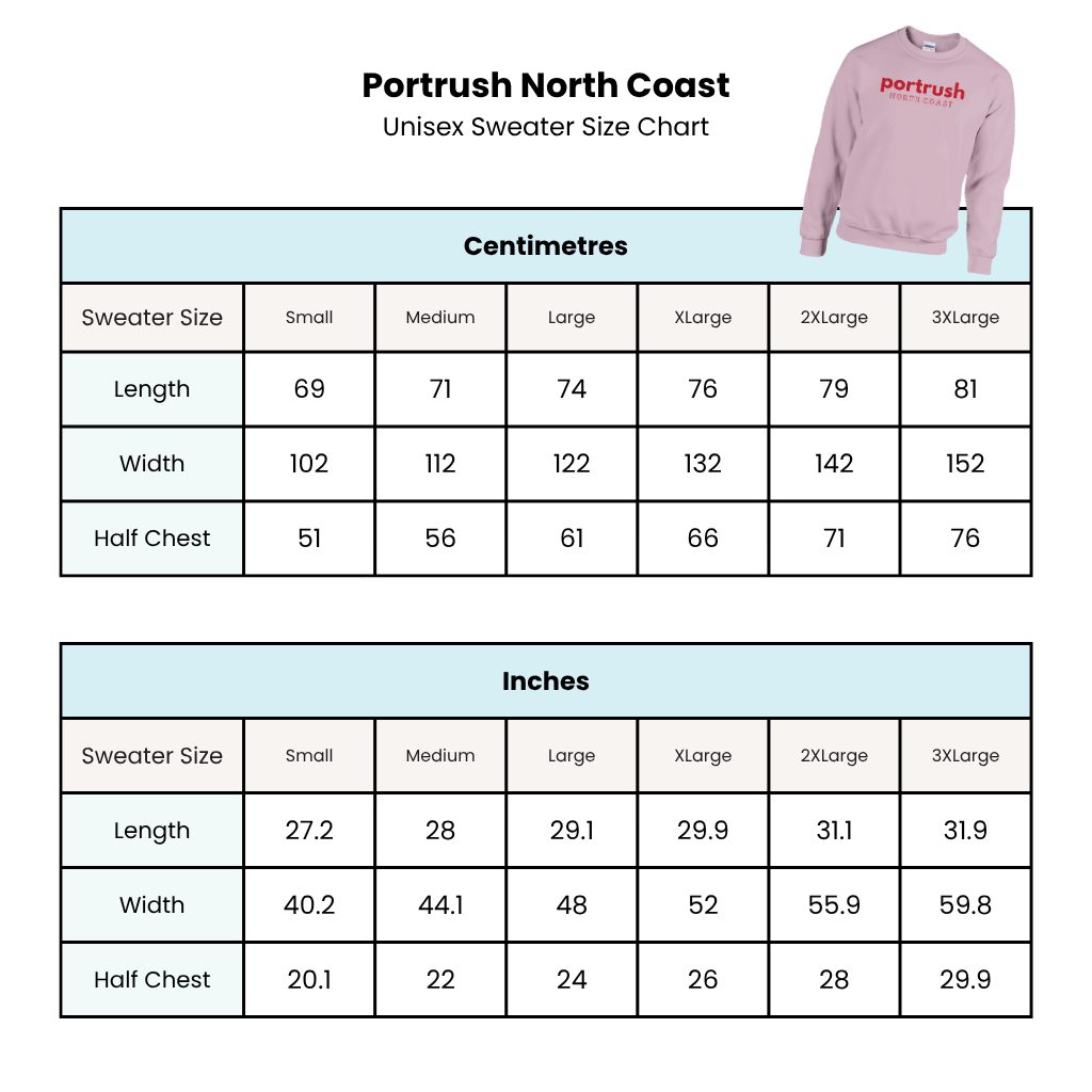 Pink Portrush North Coast Sweater Northern Ireland Apparel (Size Guide)