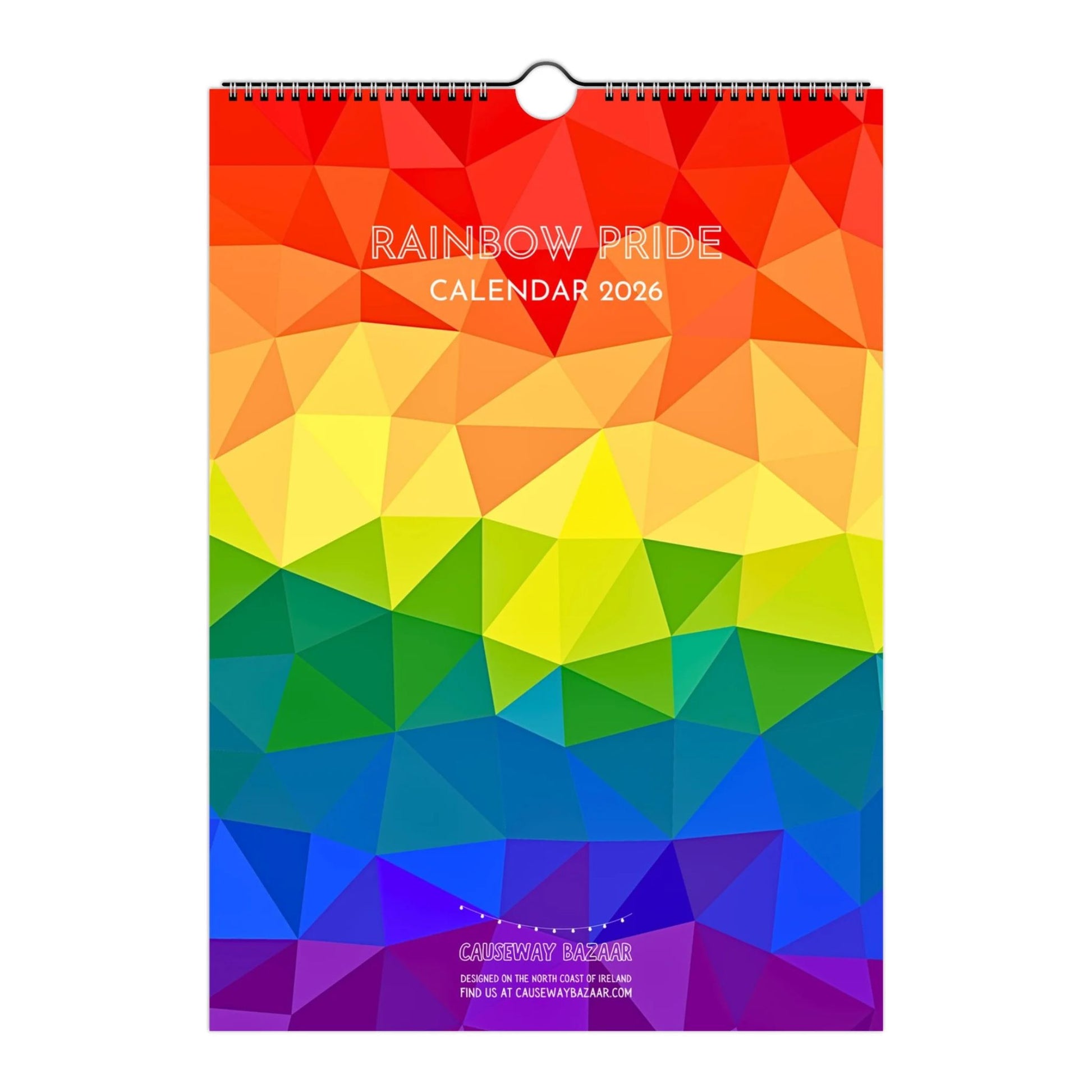 Calendar with rainbow pride design on a white background