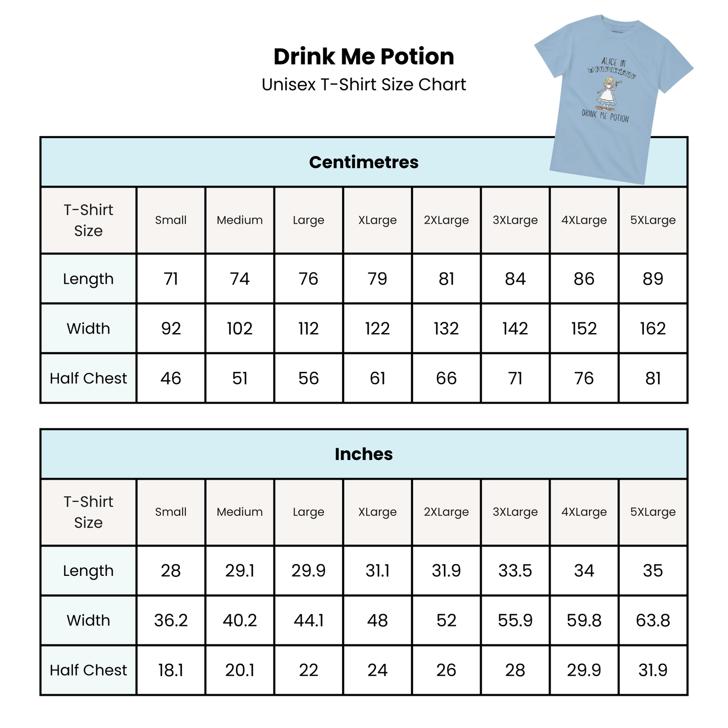 Alice in Wonderland Drink Me Potion T-Shirt in Blue