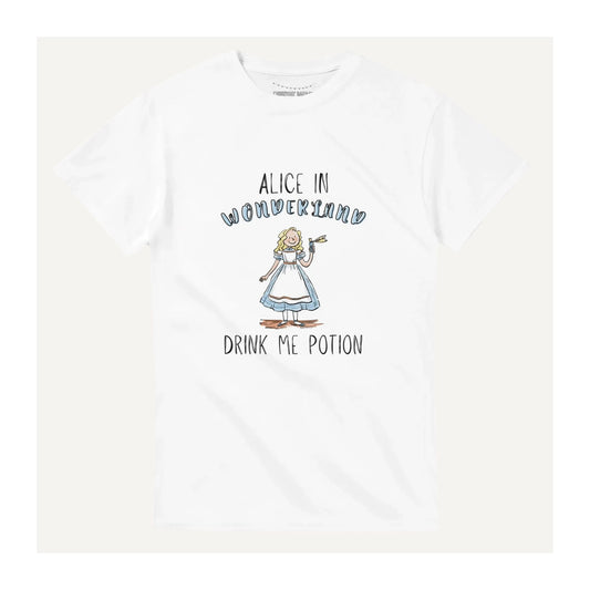 Alice in Wonderland Drink me Potion T-Shirt in White