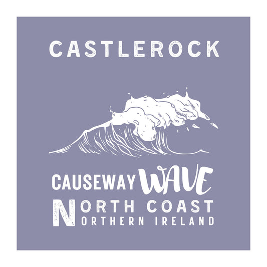 Causeway Wave Logo with wave illustration and text on a purple background