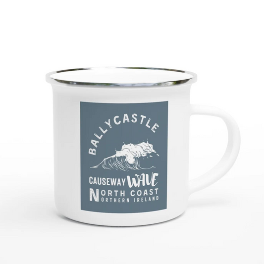 causeway wave ballycastle enamel mug with silver rim