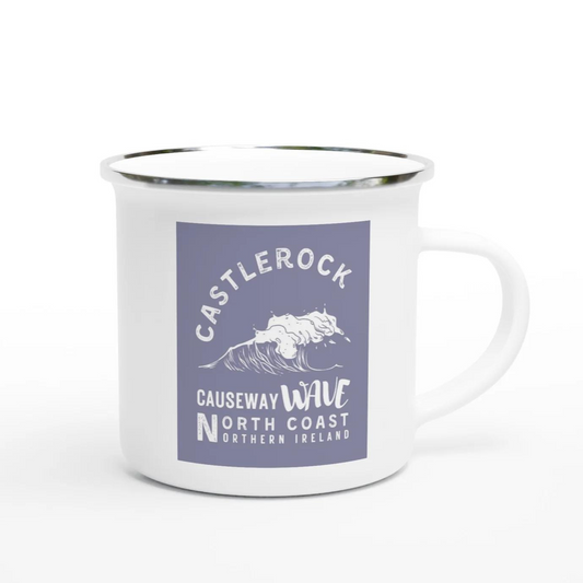 causeway wave castlerock enamel mug with silver rim