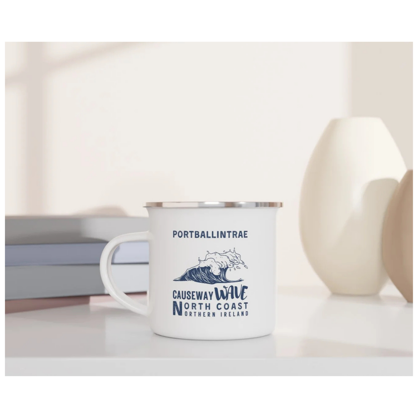 Causeway Wave Portballintrae Enamel Travel Mug North Coast Northern Ireland