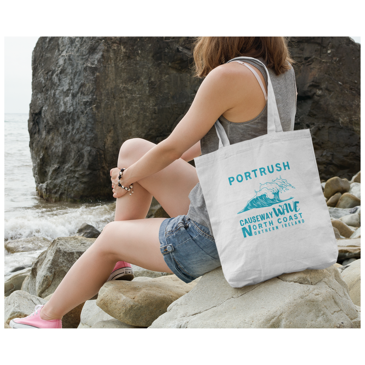 Causeway Wave Portrush Tote Bag North Coast Northern Ireland