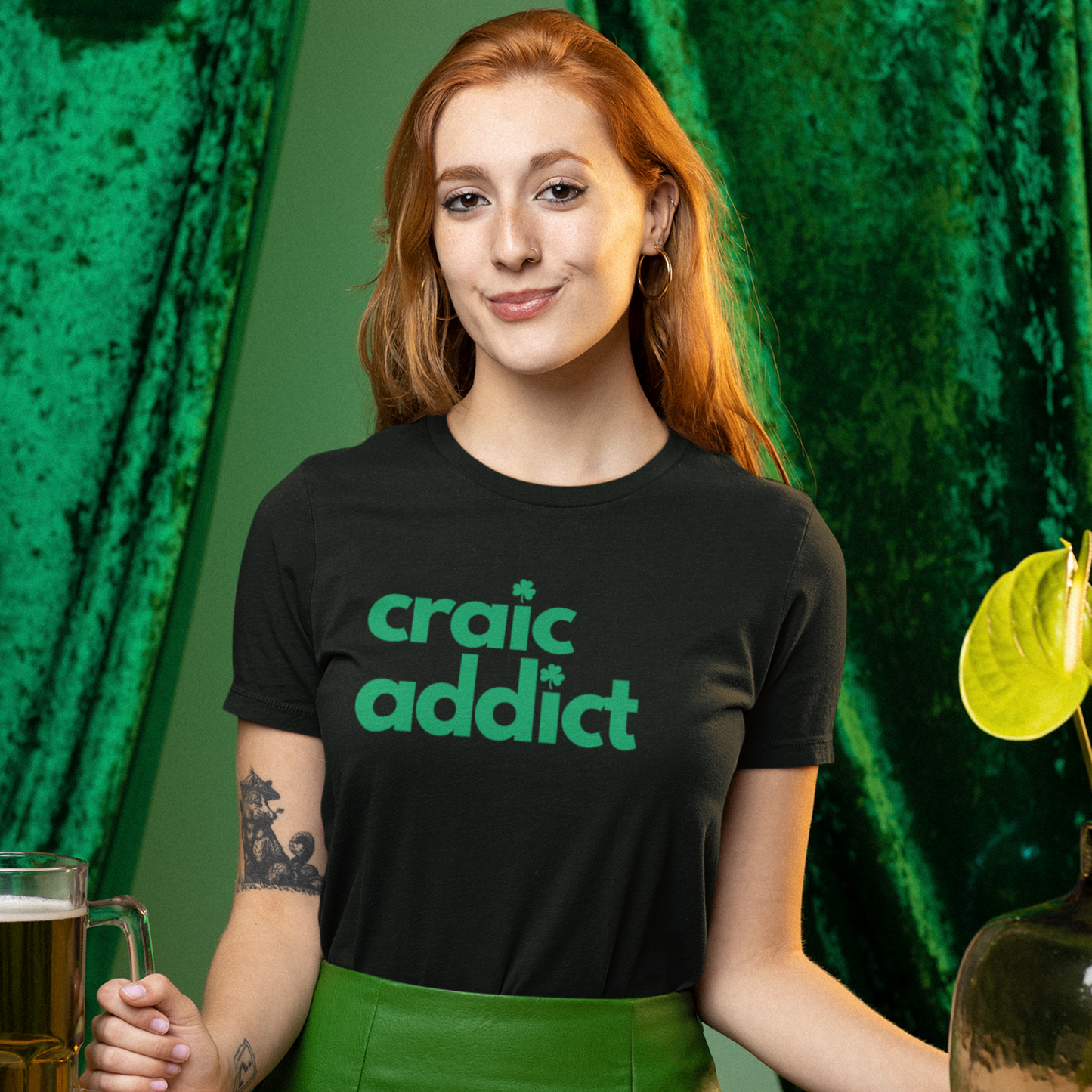 Funny Irish Craic Addict T-Shirt in Black St Patricks Day Wear