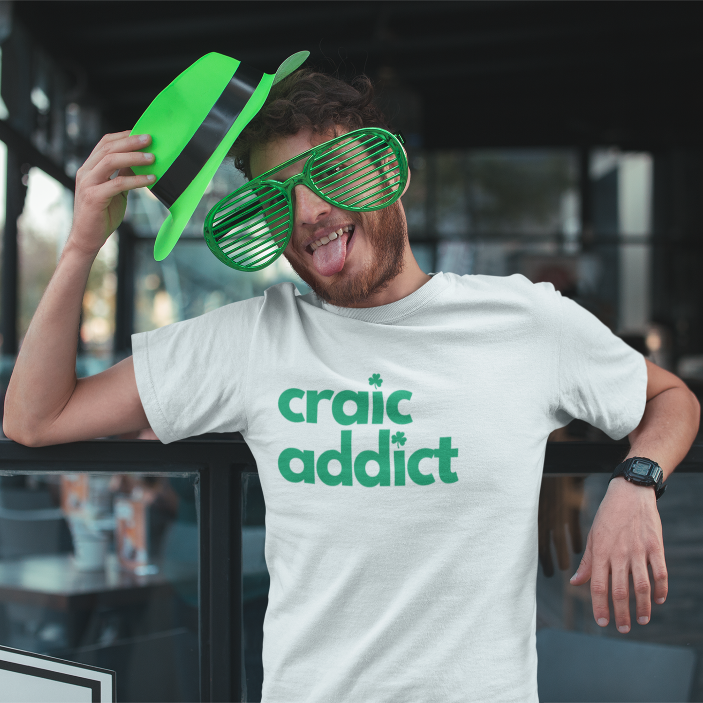 Craic Addict St Patrick's Day Irish T-Shirt in White