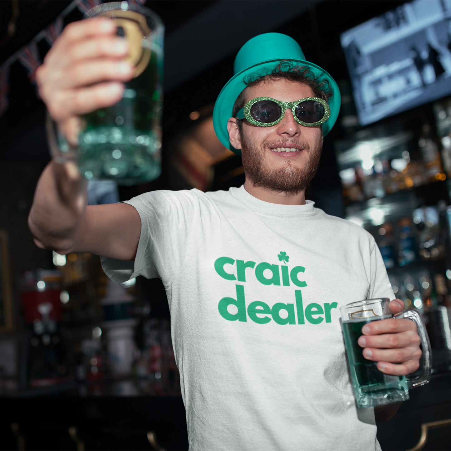 Craic Dealer St Patrick's Day Irish T-Shirt in White