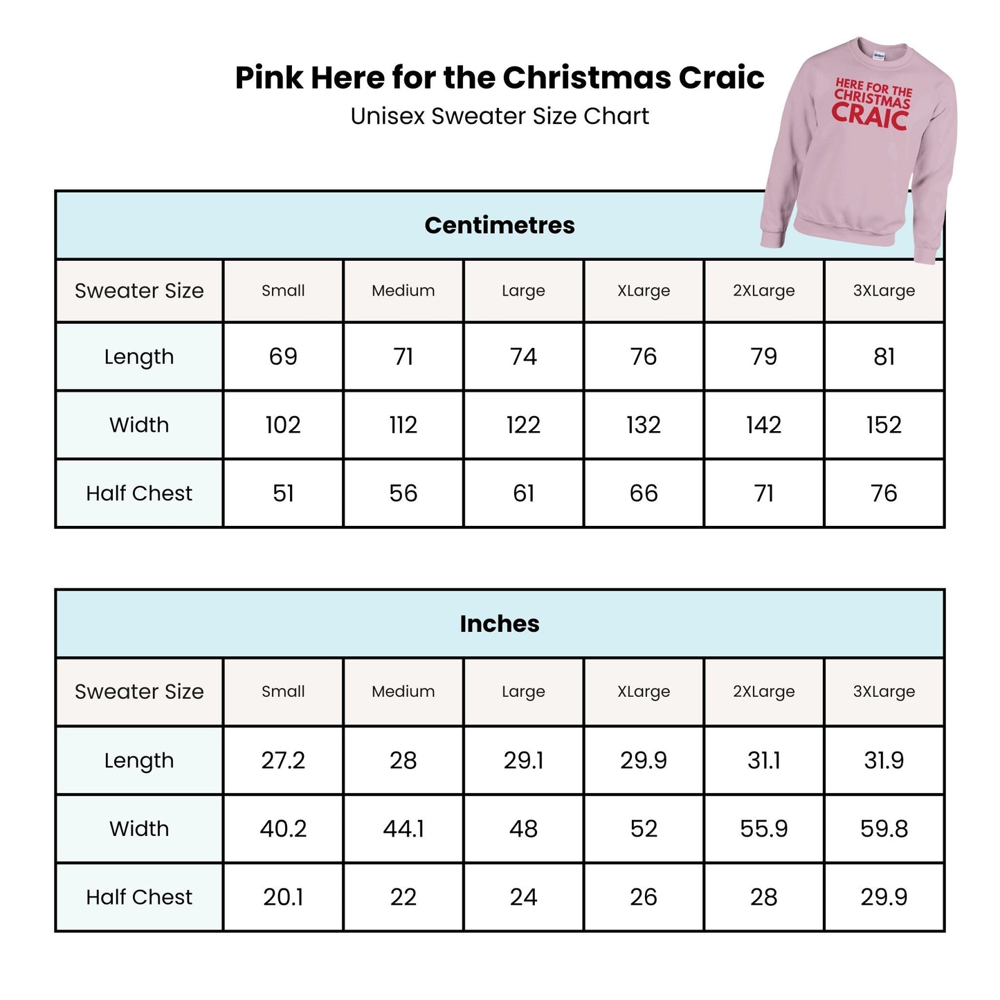 Here for the Christmas Craic Sweatshirt in Pink (Red Text)