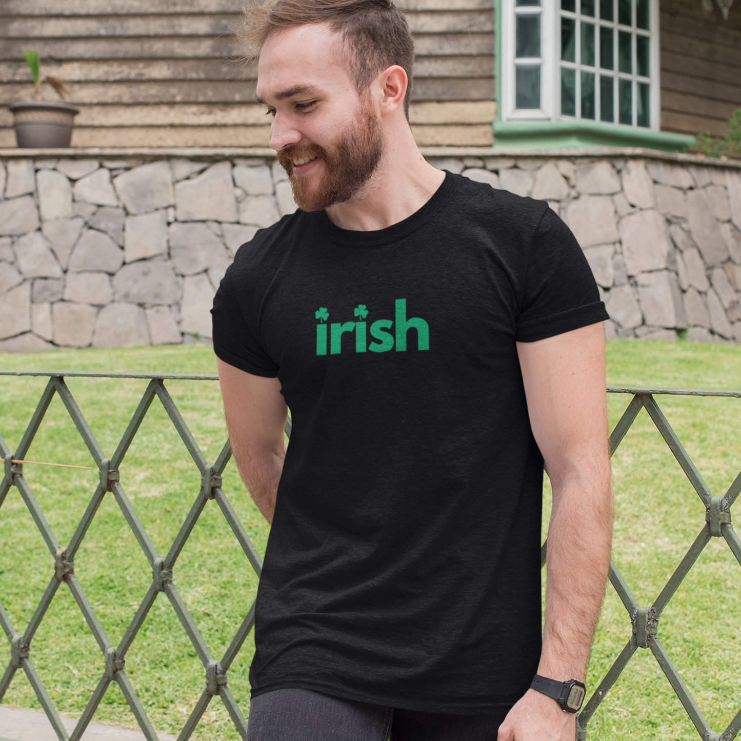 Irish Shamrocks St Patricks T Shirt Black