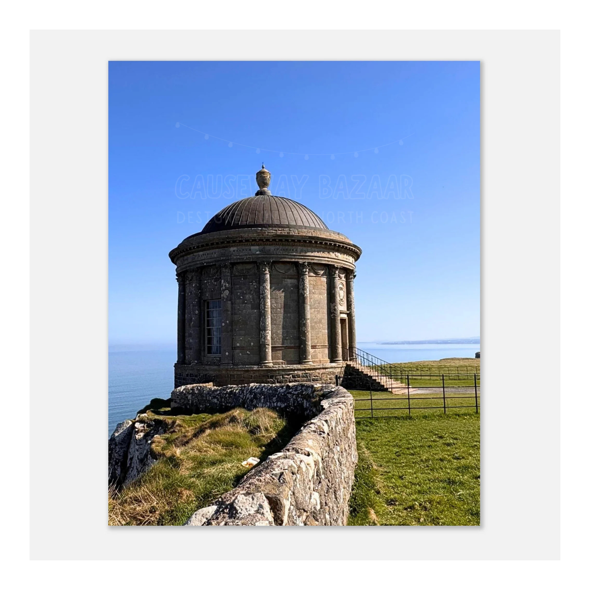 Mussenden Temple west view Downhill Northern Ireland zoomed out 