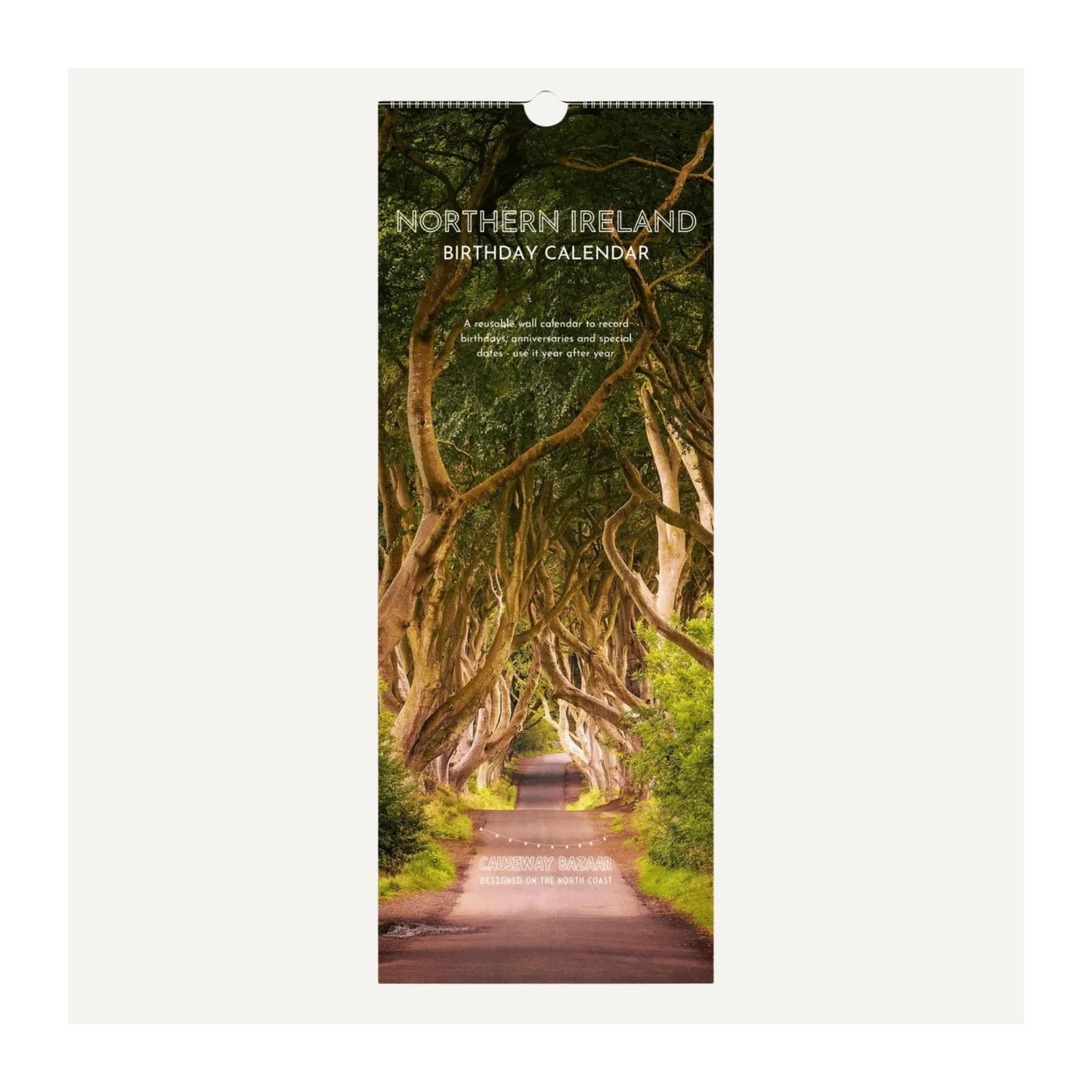 North Coast Northern Ireland birthday calendar front cover featuring the Dark Hedges