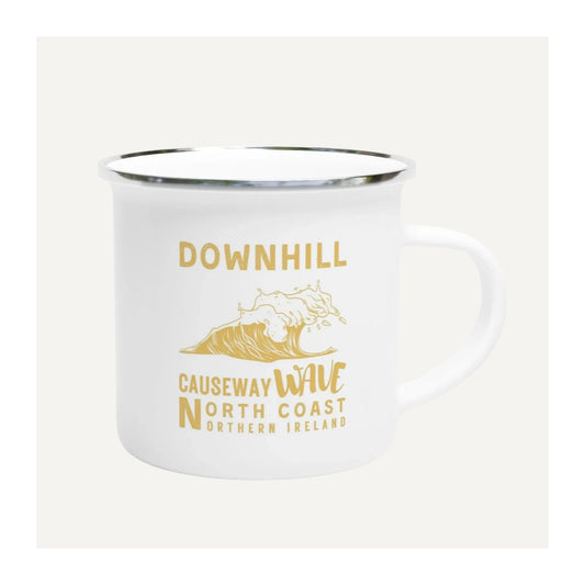 White Causeway Bazaar Downhill Enamel Travel Mug North Coast Northern Ireland