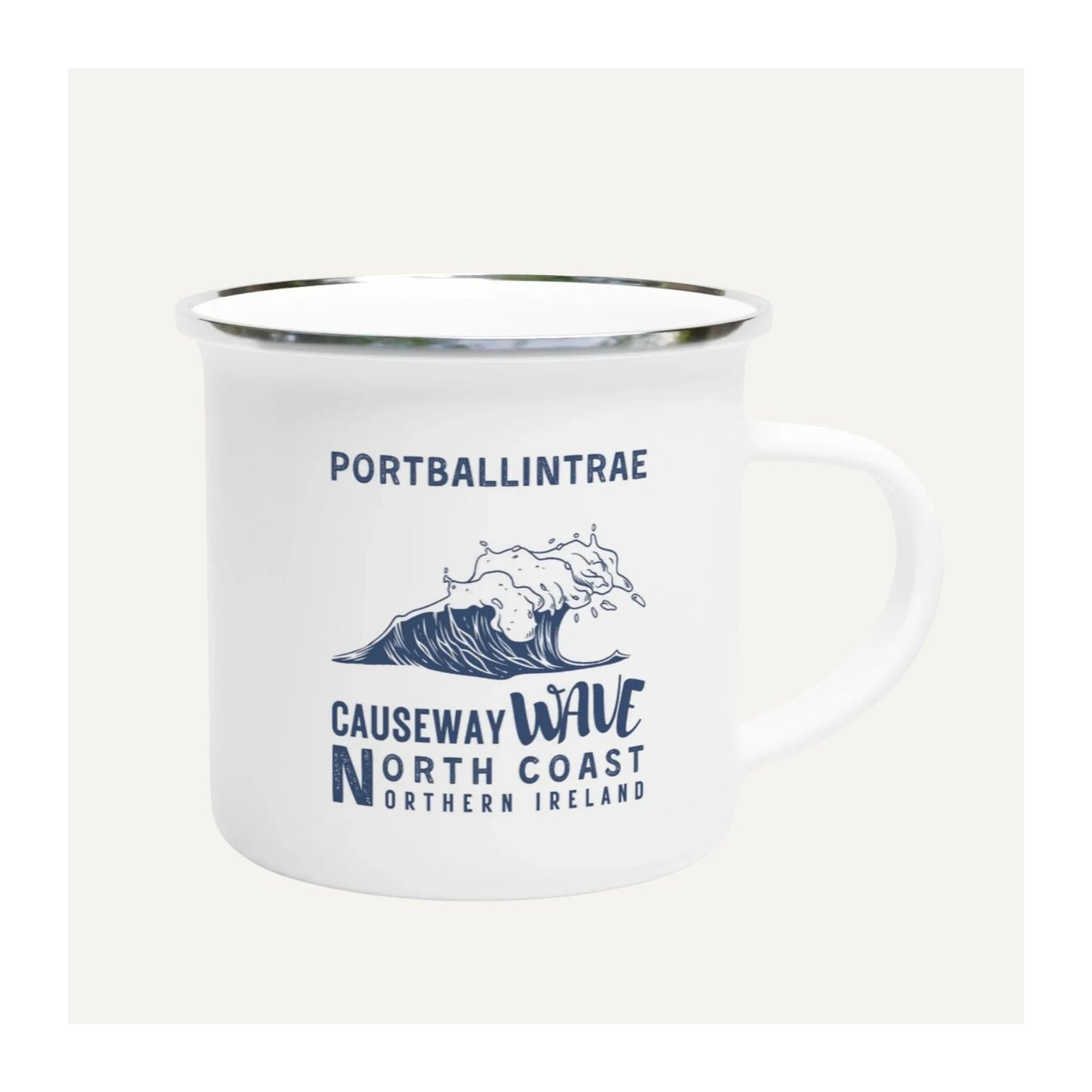 White Causeway Wave Portballintrae Enamel Travel Mug North Coast Northern Ireland