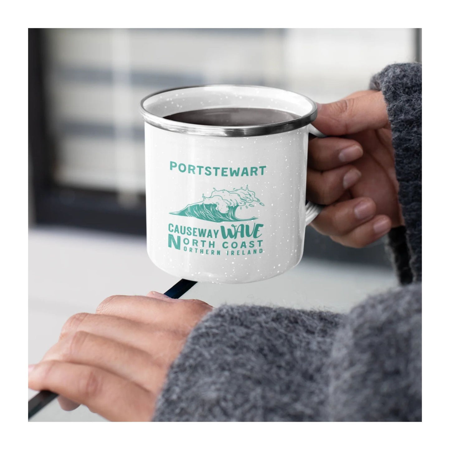 White Causeway Wave Portstewart Enamel Mug North Coast Northern Ireland