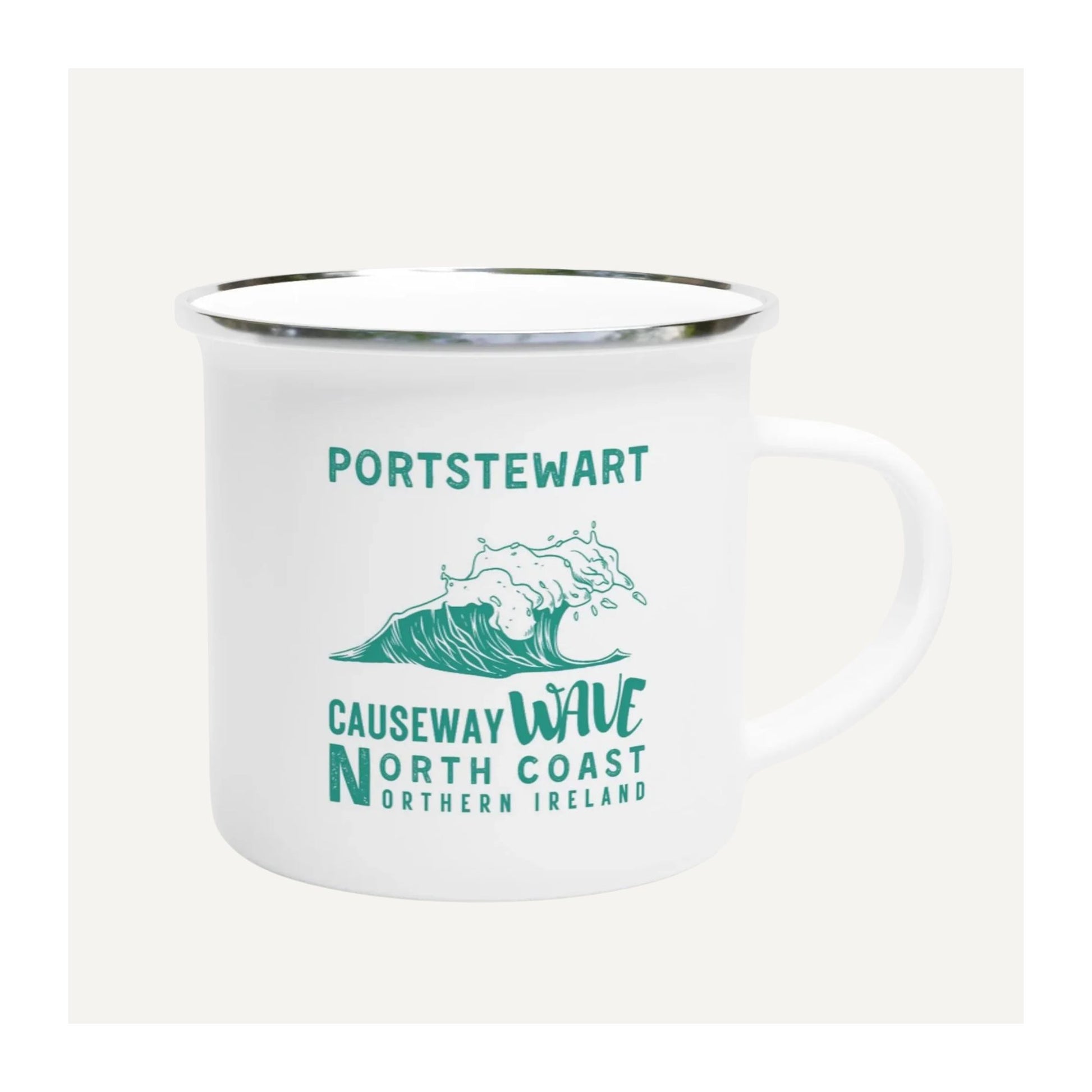 White Causeway Wave Portstewart Enamel Mug North Coast Northern Ireland