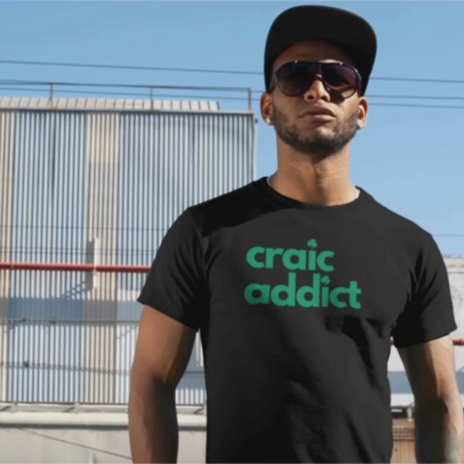 Funny Irish Craic Addict T-Shirt in Black St Patricks Day Wear