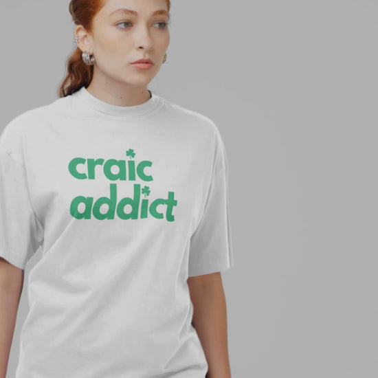 Craic Addict St Patrick's Day Irish T-Shirt in White